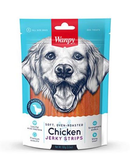 Wanpy Soft Chicken Jerky Strips -Кучешко лакомство премиум клас меко пилешко филе на ленти, печено на фурна, 100 гр