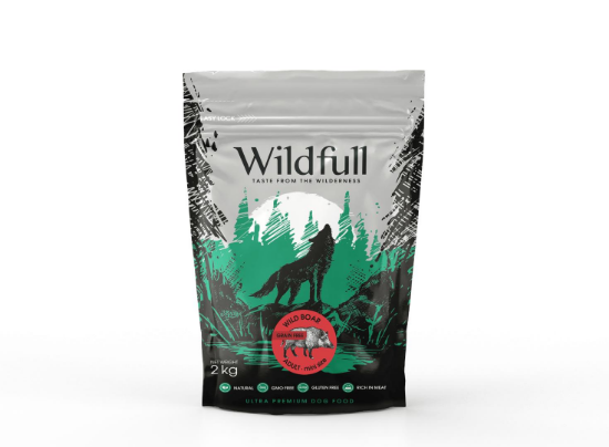 Wildfull dog wildboard mini size - Пълноценна суха храна за израснали кучета от малки и мини породи, без зърно, с месо от дива свиня, 2 кг.