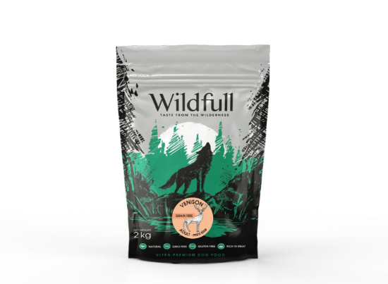 Wildfull dog venison mini size - Пълноценна суха храна за израснали кучета от мини породи, без зърно, с еленско месо, 2 кг.