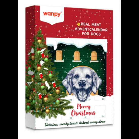 Wanpy Christmas Calendar 150 г – Коледен календар за кучета с асорти натурални месни лакомства