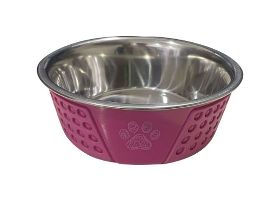Anipro Hermosa - Метална купа за кучета и котки за храна и вода, розова 17 см, 0.8 л