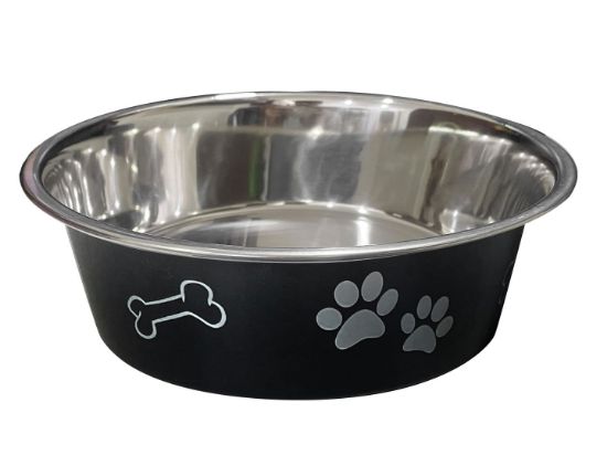 Anipro Paws No Slip - Метална неплъзгаща се купа за кучета, черна, 21 см, 1600 мл.