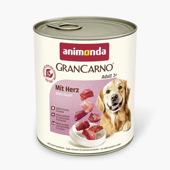 Animonda Gran Carno Dog Adult - Пълноценна консервирана храна за израснали кучета, без зърнени храни, със сърца, 800 гр