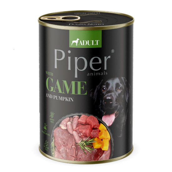 Piper Adult - Консервирана храна за израснали кучета, с дивеч, тиква и розмарин, 400 гр