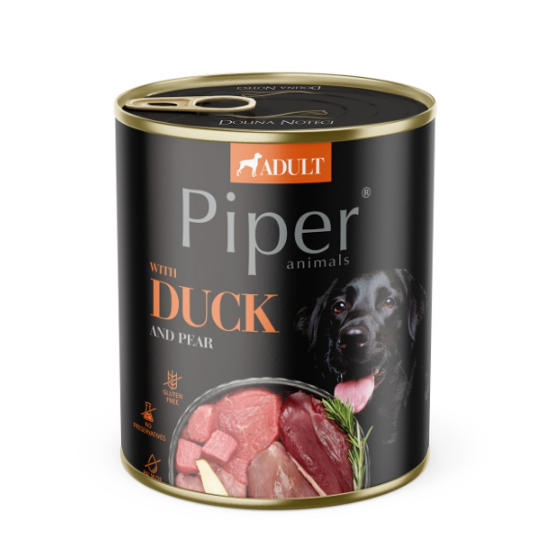 Piper Adult Dog – Консервирана храна за кучета с патица и круша, 800 гр