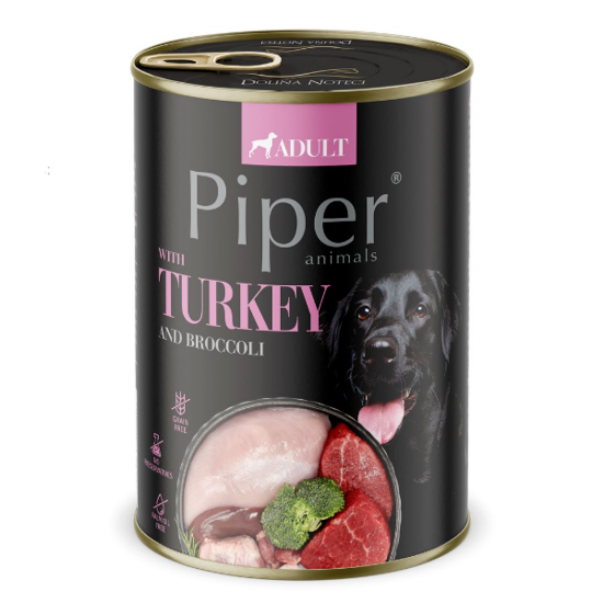 Piper Adult Dog – Консервирана храна за кучета с пуешко месо и броколи, 400 гр