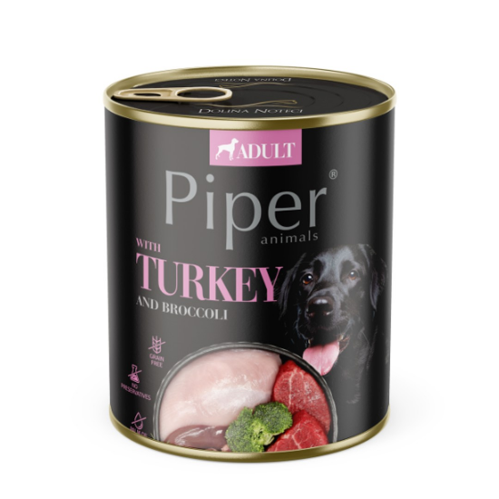 Piper Adult Dog – Консервирана храна за кучета с пуешко месо и броколи, 800 гр