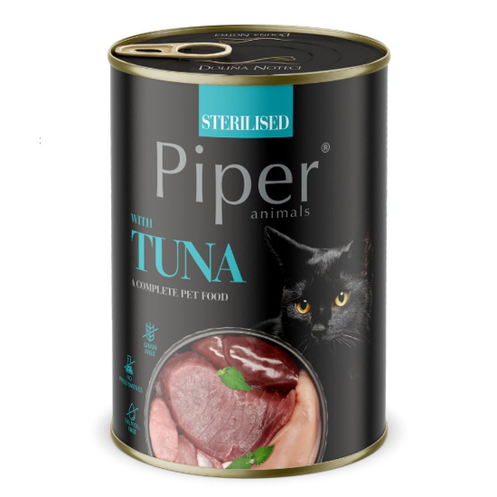 Piper Cat – Консервирана храна за кастрирани котки с риба тон, 400 гр.