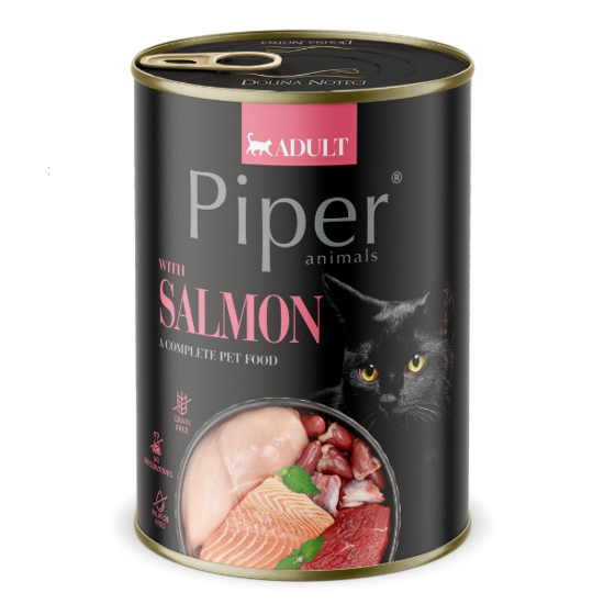 Piper Cat - Консервирана храна за котки със сьомга, 400 гр.