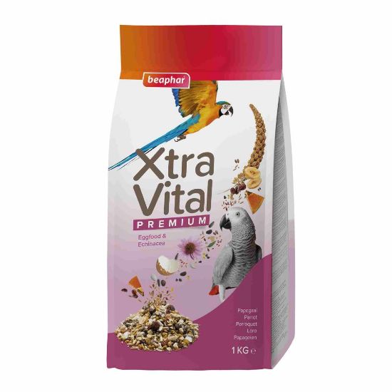 Beaphar XtraVital Large Parakeet - Премиум пълноценна храна за големи папагали от семена, плодове и яйчна храна, 1кг.