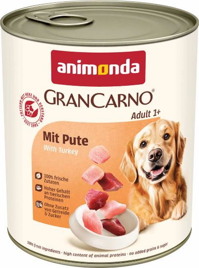 Animonda GranCarno Dog Adult - Пълноценна консервирана храна за кучета, без зърнени храни с пуешко месо, 800гр