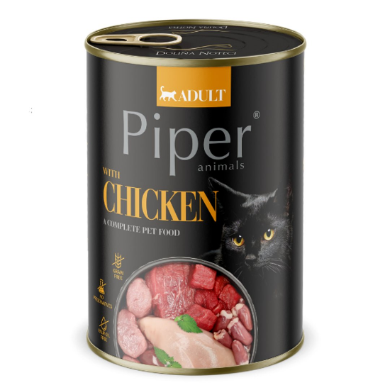 Piper Cat - Консервирана храна за израснали котки с пилешко месо, 400 гр.