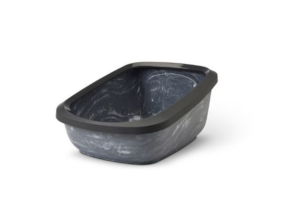 Savic Aseo Jumbo Marble - Котешка тоалетна с борд, черен мрамор/антрацит, 67.5x48.5x28 см.