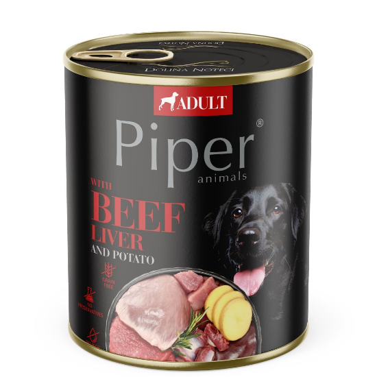 Piper Adult Dog - Пълноценна консервирана храна за израснали кучета с телешки дроб и картофи, 800гр