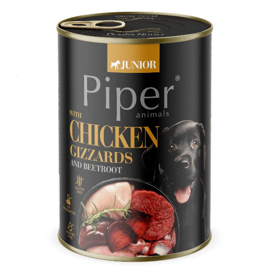 Piper Dog Junior - Консервирана храна за малки кученца с воденички и цвекло, 400гр