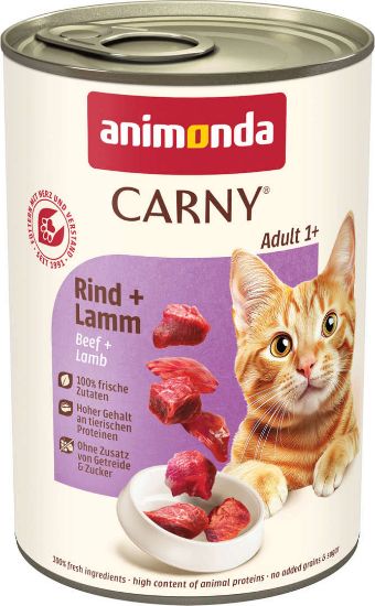 Animonda Carny Adult — консервирана храна за котки с говеждо и агнешко, 6 x 400 г