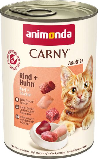 Animonda Carny Adult — консервирана храна за котки, с говеждо и пилешко, 6 x 400 г