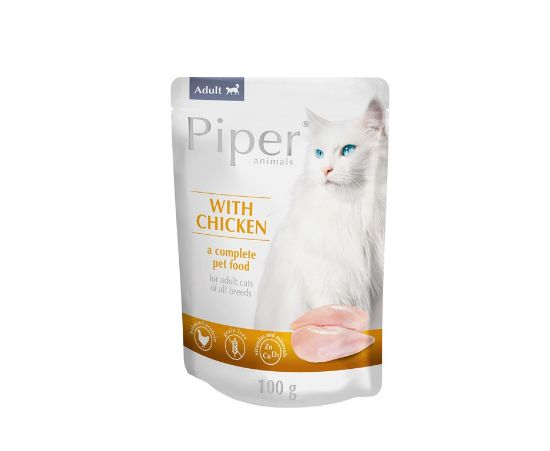 Piper Cat Chicken — беззърнест пауч за котки с пиле, комплект 10 х 100 г