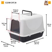 Ferplast Clear Cat 20 - Котешка затворена тоалетна с борд, филтър за миризми и активен въглен, 39,5x 52,5x h38см. 2
