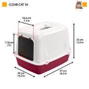 Ferplast Clear Cat 10 - Закрита кoтешка тоалетна със сито и борд, филтър с активен въглен, 47 x 36 x 35см. 2