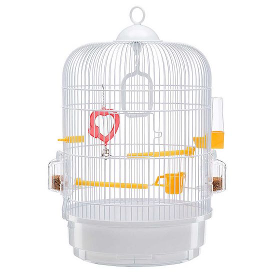 Ferplast - Cage Regina White - Оборудвана клетка за канарчета, екзотични и други птици, Ø 32,5 x H 48,5 см.