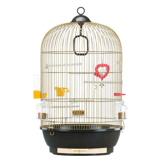 Ferplast - Cage Diva Brass - Оборудвана клетка за канарчета, екзотични и други малки птици - размер Ø 40 x H 65 см.