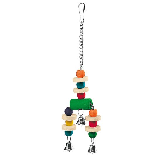 Ferplast Parrot Toy - Забавна и цветна дървена играчка за папагали, 9 / 3 / 32 см.