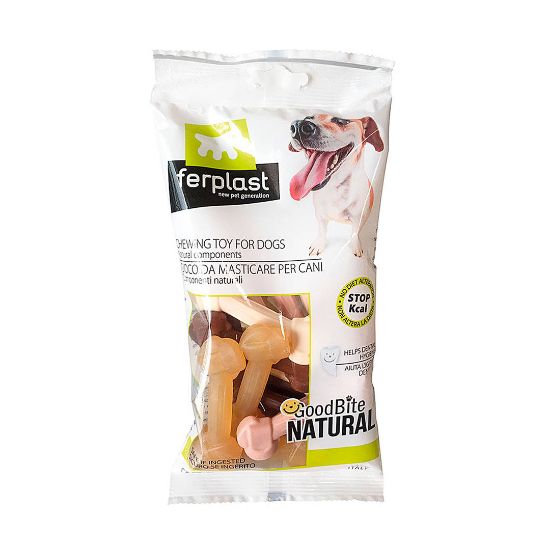 Ferplast Natural Bone Bag XS - Лакомство за кучета под формата на кокалчета с различни аромати, 15 гр. х 26 см