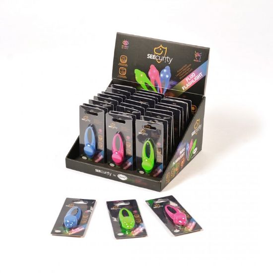 Duvo Plus Fluo Flashlight - Лед фенерче за разхождане на кучета в тъмно ,8x3см. син/зелен/розов