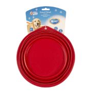 Duvo Plus Silicone Travel Bowl - Силиконова , сгъваема купа за храна и вода за кучета 2000 мл. червена / 22 см. 3
