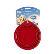 Duvo Plus Silicone Travel Bowl - Силиконова , сгъваема купа за храна и вода за кучета 2000 мл. червена / 22 см. 4