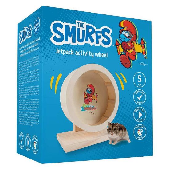 Duvo Plus Smurfs - Дървено колело за хамстери и други гризачи, 20 см.