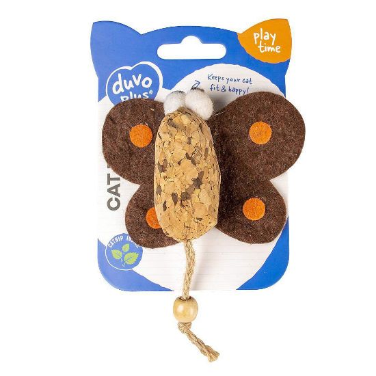 Duvo Plus - Котешка играчка във форма на пеперуда от корк, 10Х12Х3 см.