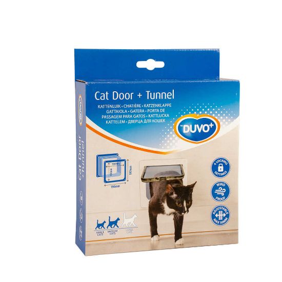 Duvo Plus CAT DOOR + TUNNEL - Вратичка за котки с тунел ,23.3x25 см. бяла
