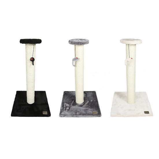 Duvo Plus Scratching Tree Classic Stamp - Котешка драскалка от здрав сезал и плюшено покритие , три цвята , 35x35x60 см.