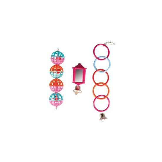 Flamingo - Забавна играчка за папагали, ринг с топчета, 8х25 см.