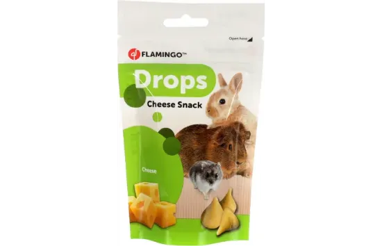 Flamingo Snacks Drops Cheese - Вкусен снакс за гризачи със сирене, 75 гр.