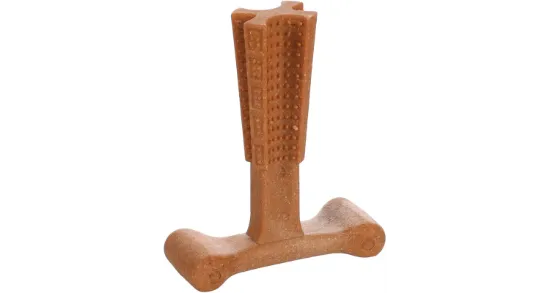 Flamingo Toy Bamboo Small - Дентална играчка за кучета от бамбук и найлон с вкус на говеждо, 10.5 см.