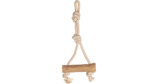 Flamingo Stick tug rope - Издръжлива играчка за кучета за дърпане и дъвчене от дърво и памучно въже, 33 см L X 14 см W X 3.5 см H - ∅ 3.5 см