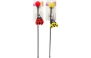 Flamingo Happy Bug - Забавна играчка за котки, въдица с меко топче и калинка/пчелича, 53 см. 2