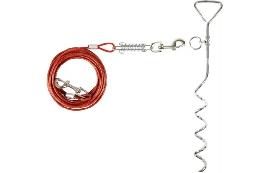 Flamingo tie out and cable - Въже за двор 3 метра с метална кука 46 см.