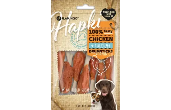 Flamingo Chick'n snack - Лакомство за кучета, пилешки бутчета с калций, 400 гр