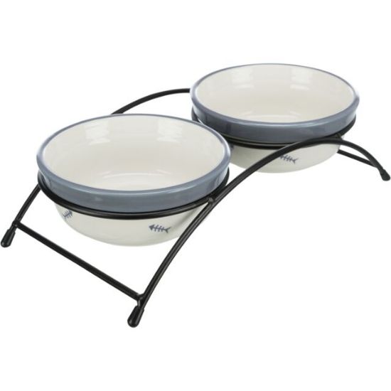 Trixie Bowl Set - Две керамични купи с поставка за котки за храна и вода, 2х 300 мл.