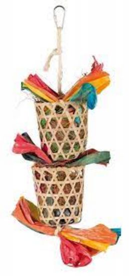 Trixie Natural Toy on a Sisal Rope - Играчка за папагали, натурално палмови листа и сизалово въже,35 см.