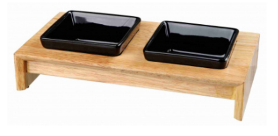 Trixie Bowl Set - две керамични купички с дървена стойка 2 х 200 мл. за кучета / 28 / 5 / 15 см.