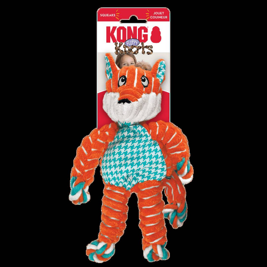 Kong Floppy Knots Fox Small / Medium - Кучешка играчка за дърпане и дъвчене - лисица , 21 см.