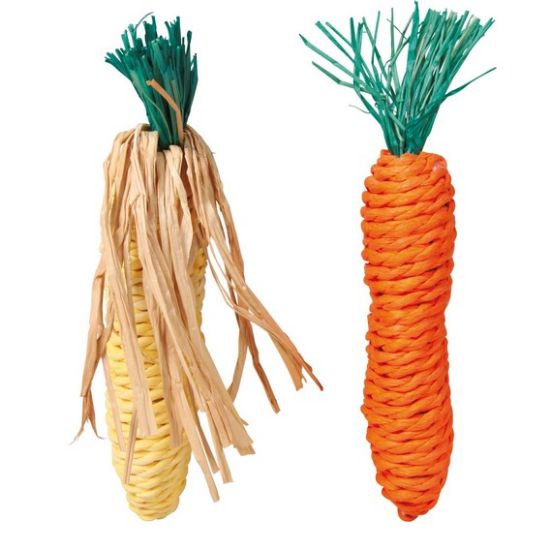 Trixie Set of Straw Toys corn on the cob and carrot - Комплект играчка моркови за гризачи 15 см