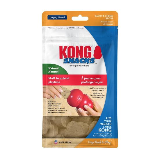 KONG Snacks Bacon &amp; Cheese Large - Лакомство за кучета, за поставяне в играчките на Kong или за самостоятелно даване като награда, 312 гр