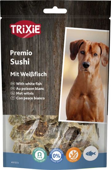 Trixie Premio Sushi Rolls - Лакомство за кучета от чисто месо, ролца суши от риба, 100 гр