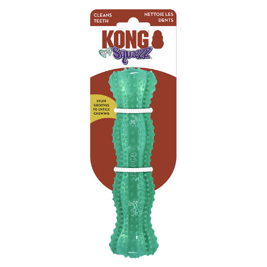 KONG Dental Squeezz M - Дентален кокал за кучета масажиращ венците и почиства зъбите